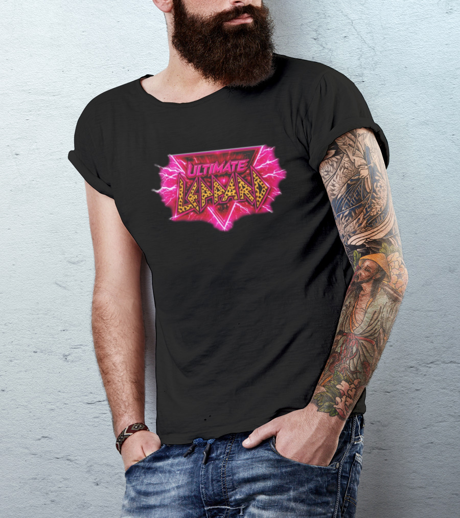 Def Leppard Ultimate Leppard Pink Lightning Leopard Print T-Shirt