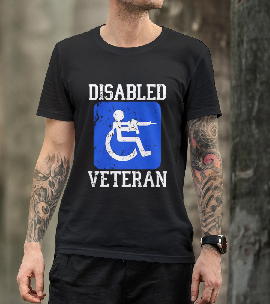 Disabled Veteran Armed Forces Distressed Military T-Shirt