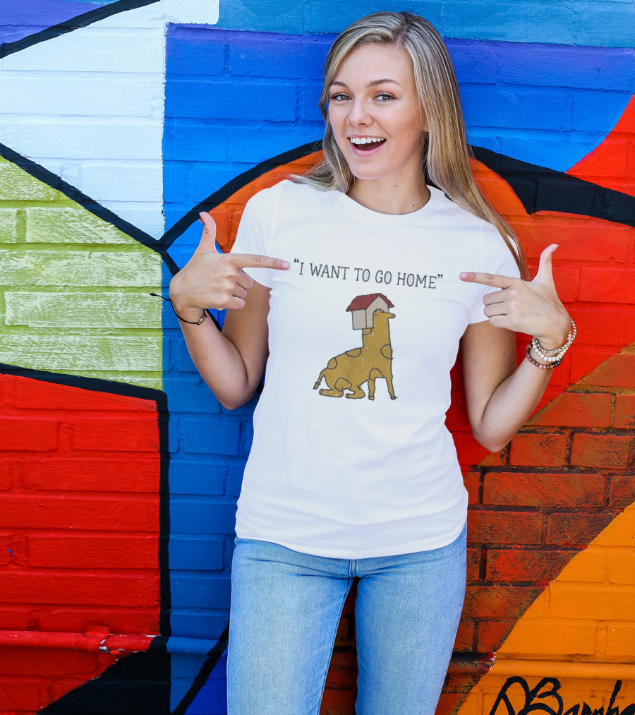 I Want To Go Home Giraffe With House On Head T-Shirt