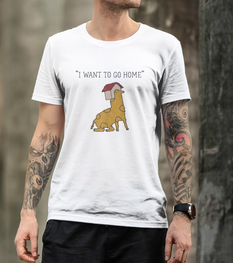 I Want To Go Home Giraffe With House On Head T-Shirt