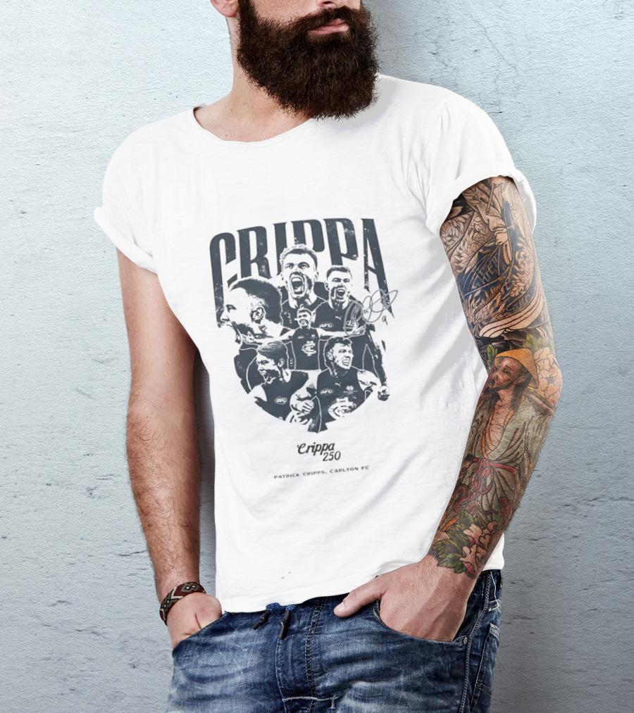 Crippa 250 Patrick Cripps Carlton FC Celebratory Milestone T-Shirt