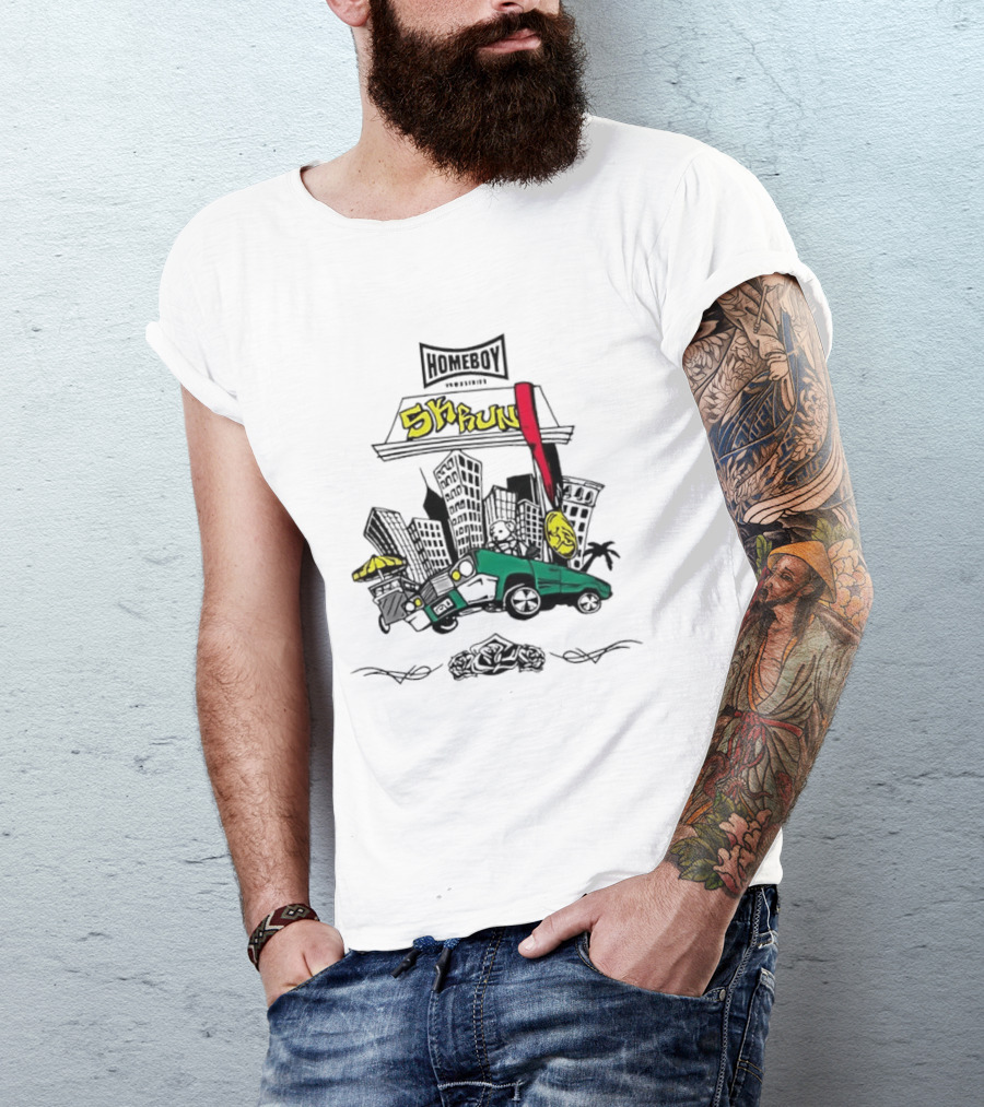 Homeboy Skrun Teddy Bear Driving City 5k Run Streetwear Adventure T-Shirt
