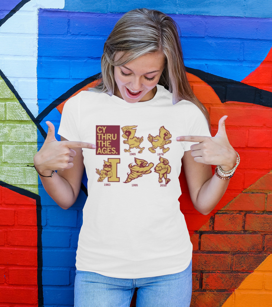 Iowa State Cyclones CY Thru The Ages Mascot Evolution Logos 1954 1972 1995 2008 T-Shirt