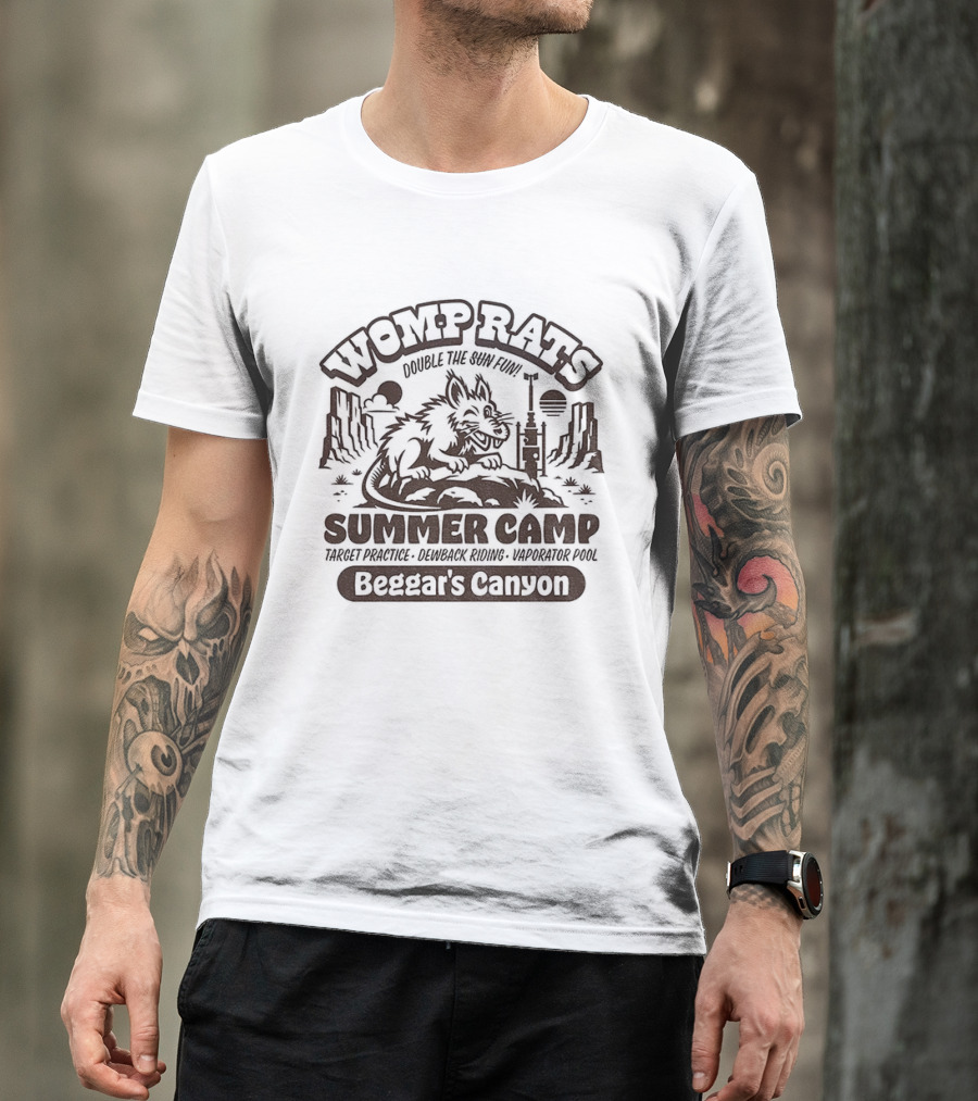 Womp Rats Summer Camp Double The Sun Fun Beggar's Canyon Adventure Scene T-Shirt