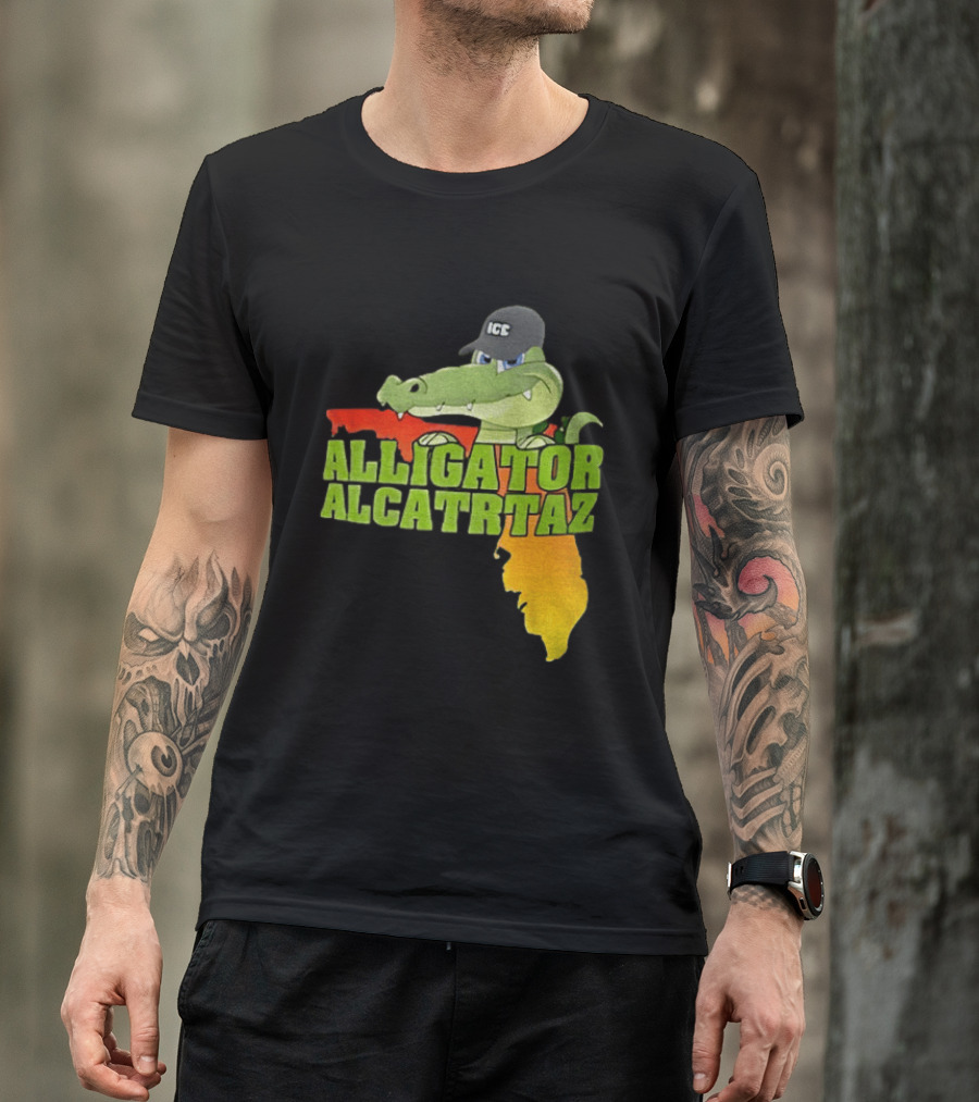 Alligator Alcatraz ICC Ice Cap Florida Map T-Shirt