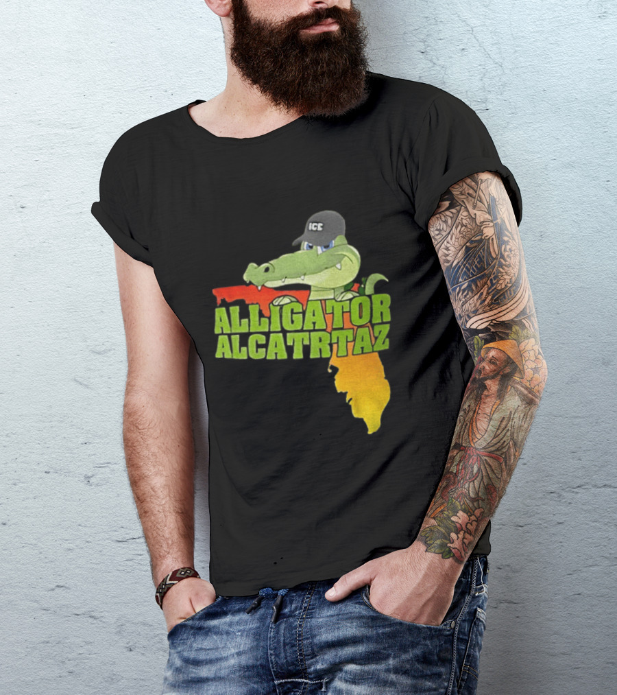 Alligator Alcatraz ICC Ice Cap Florida Map T-Shirt