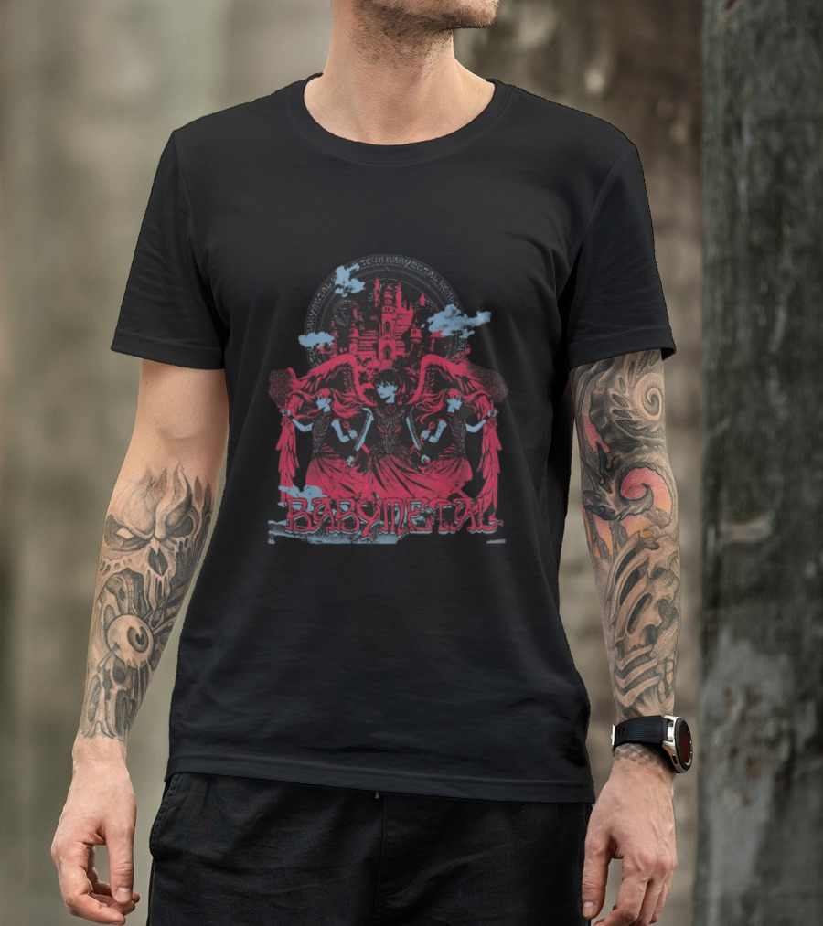 Babymetal Kingslayer Team Babymetal Corps Red Gothic Angels And Castle T-Shirt