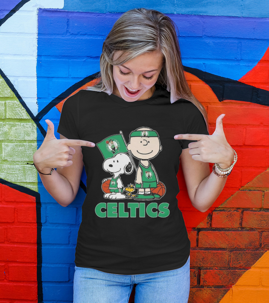 Boston Celtics Snoopy Charlie Brown Peanuts Friends Basketball 2024 T-Shirt