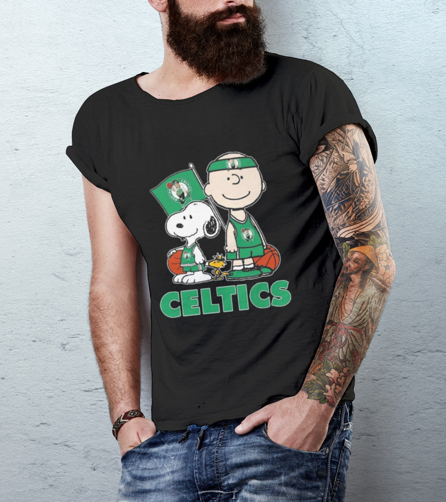 Boston Celtics Snoopy Charlie Brown Peanuts Friends Basketball 2024 T-Shirt