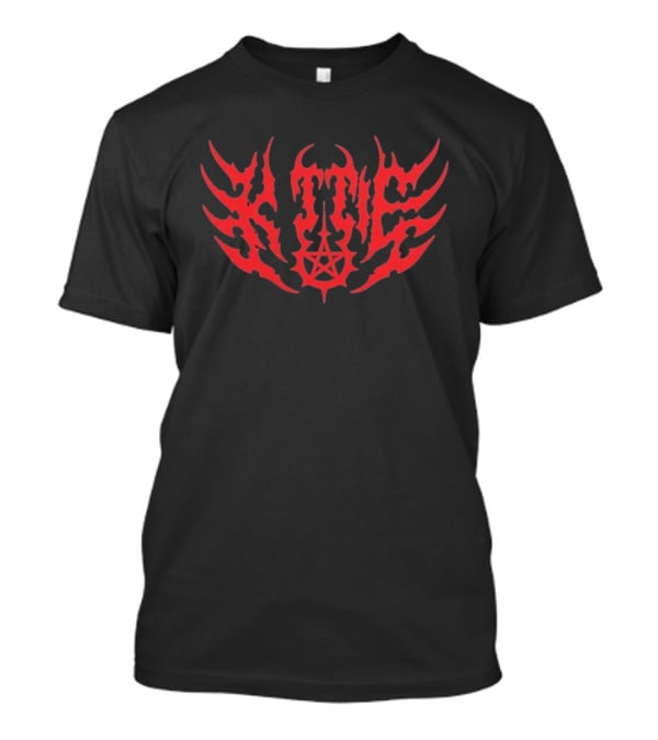 Kittie Red Flame Death Metal Pentagram T-Shirt