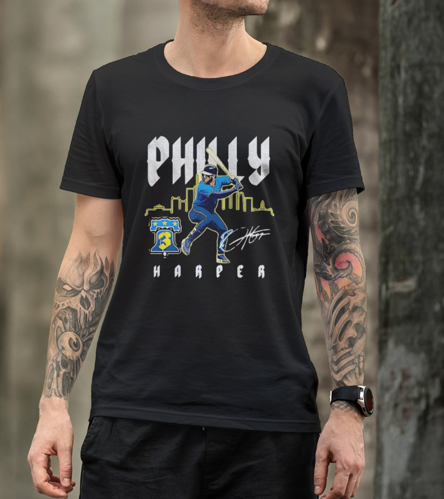 Philly Harper Bryce Philadelphia Phillies City Connect Player MLB Skyline T-Shirt