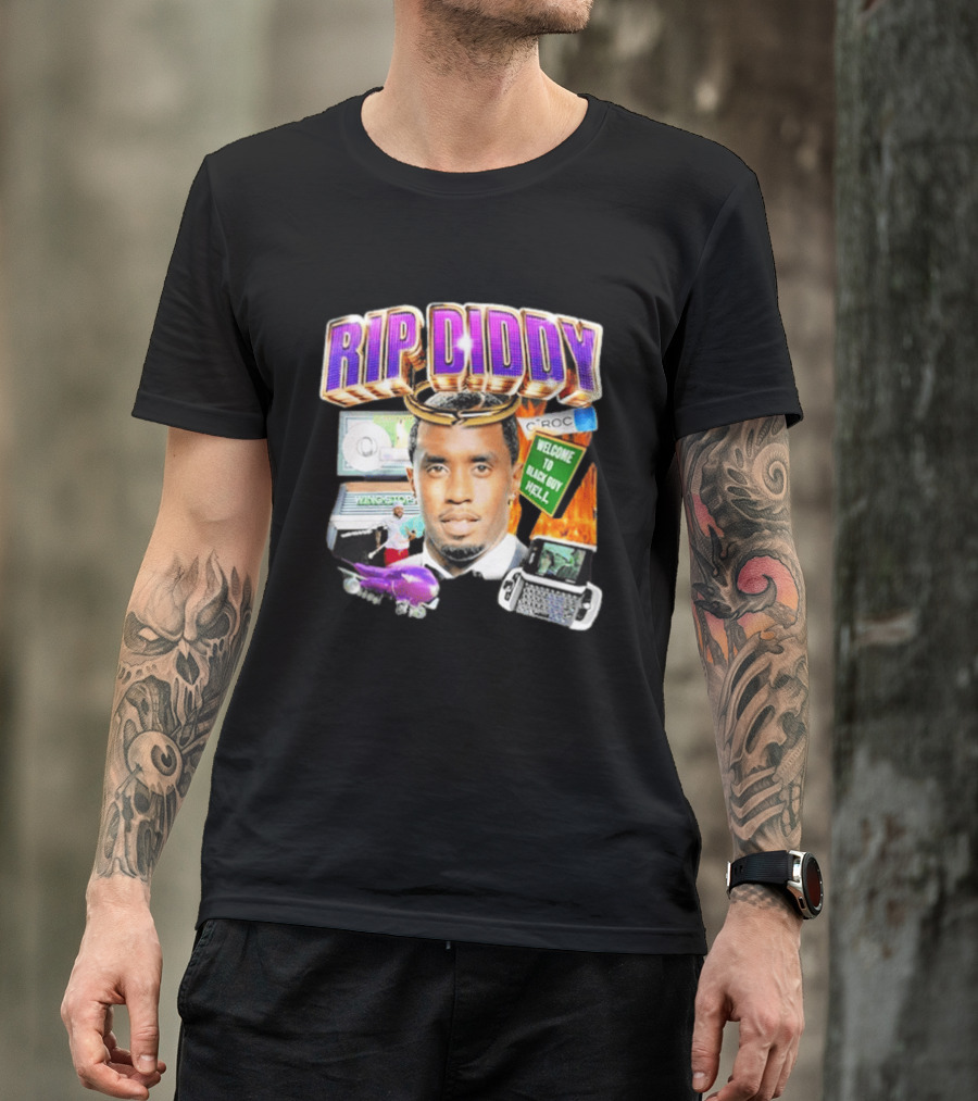 Sam Hyde Rip Diddy Welcome To Black Guy Hell Ciroc Wings 09 Typewriter T-Shirt