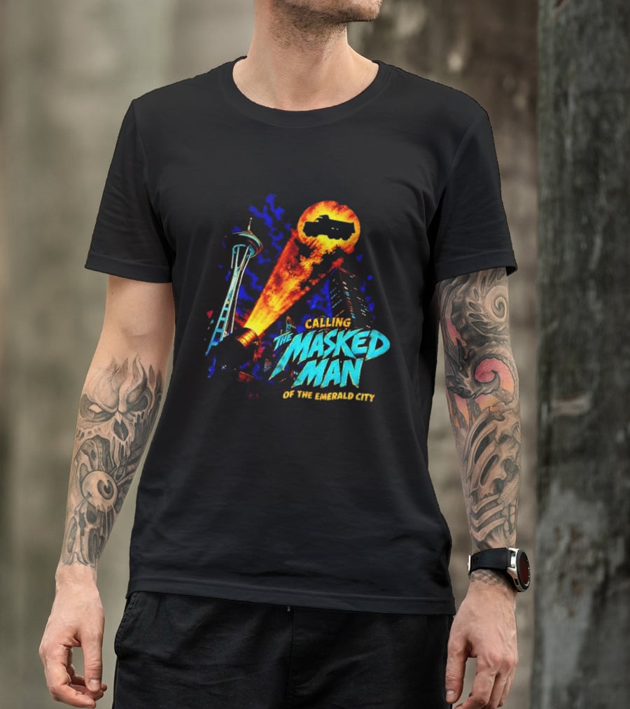 Calling The Masked Man Emerald City Space Needle T-Shirt