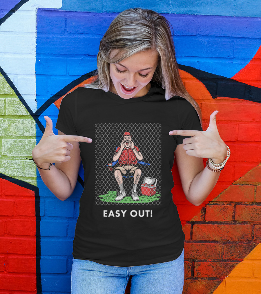 Easy Out Umpire Sitting Behind Chain Link Fence T-Shirt