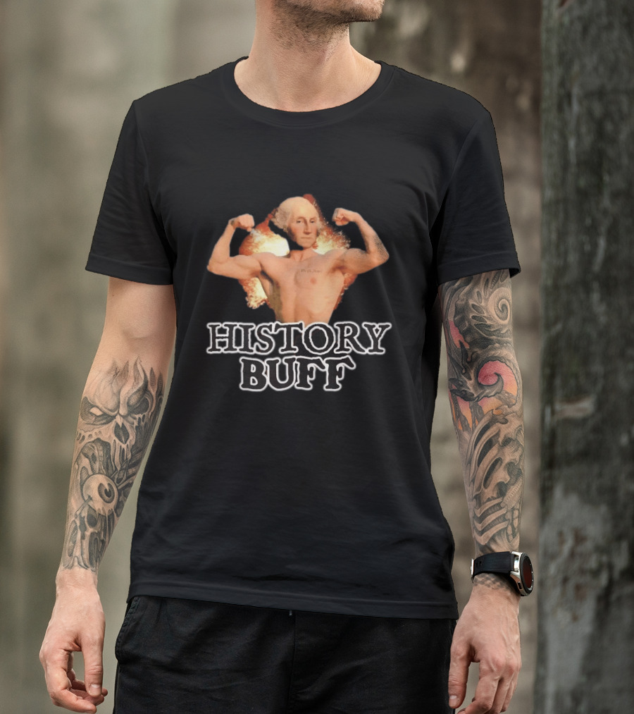 George Washington History Buff Muscular Founding Fathers America 250 4th Of July T-Shirt