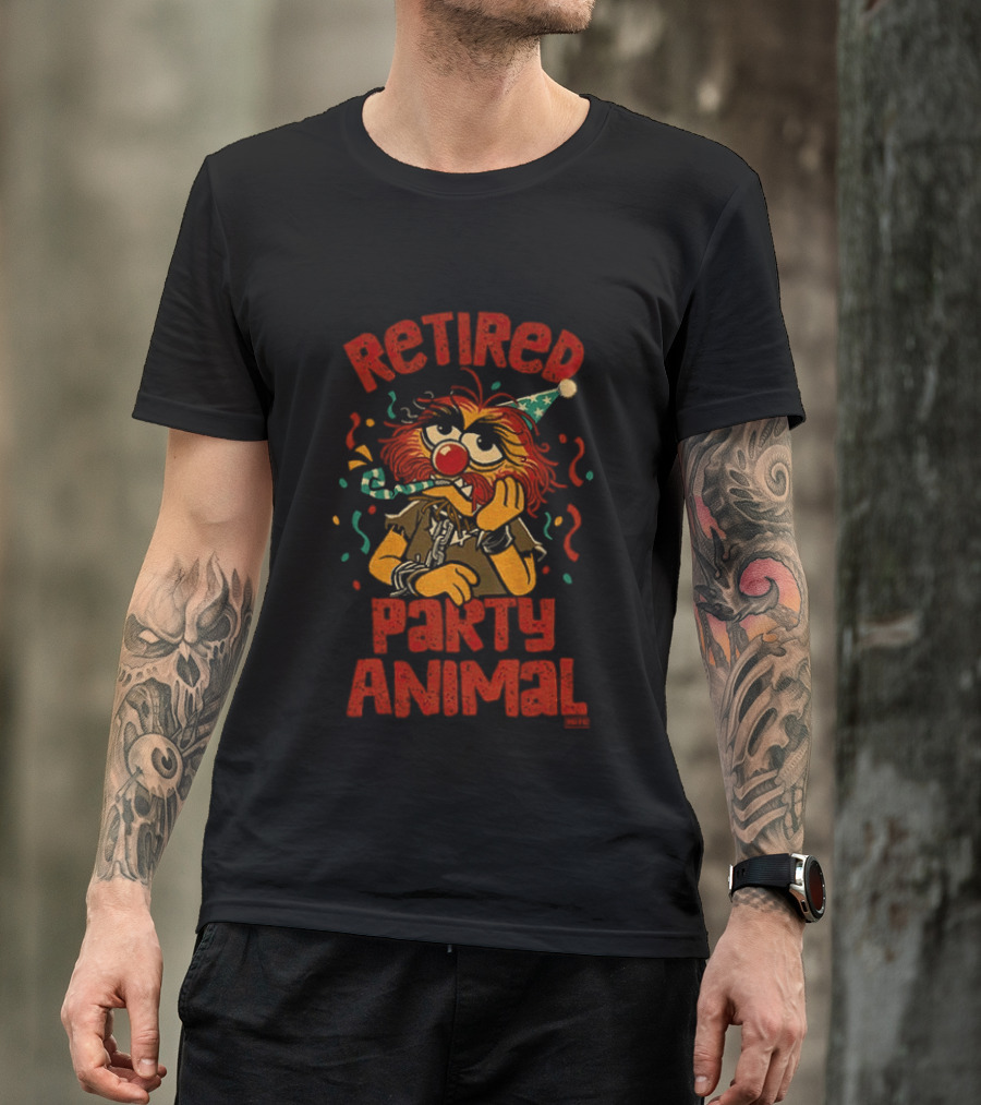 Retired Party Animal With Birthday Hat And Confetti T-Shirt