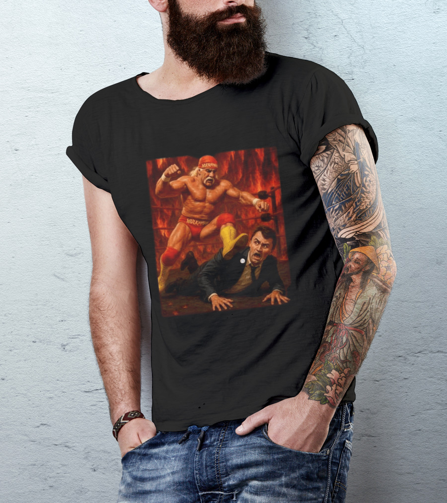 Hulk Hogan Hulkamania Vs Charlie Kirk Wrestling Meme Image T-Shirt