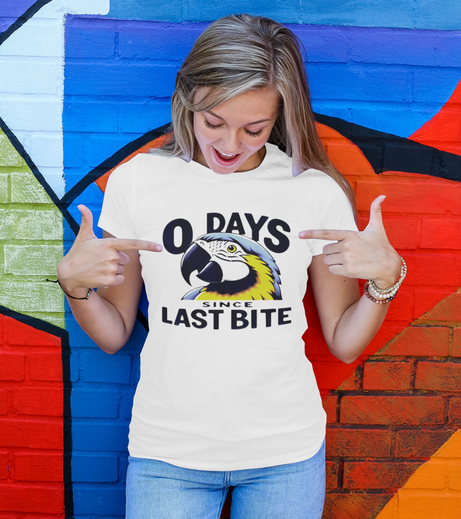 0 Days Since Last Bite Parrot Humor Nonprofit Attire T-Shirt