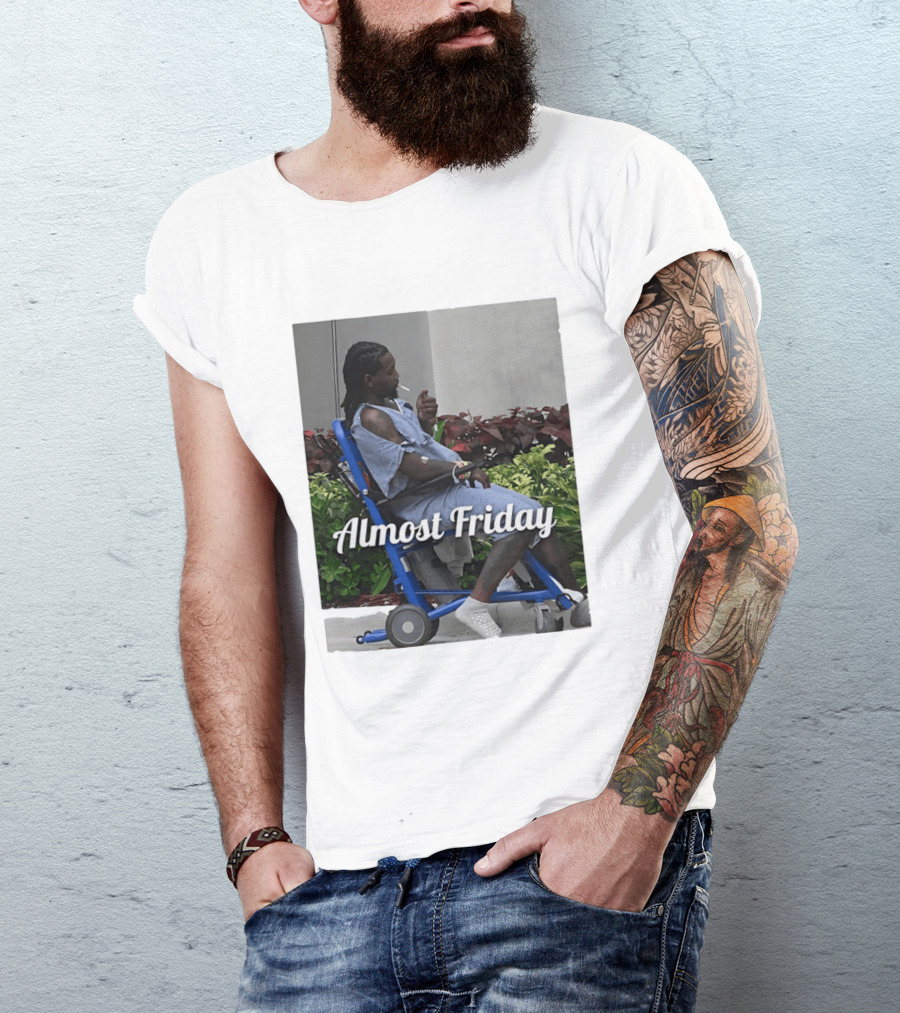 Almost Friday Offset Cigarette Wheelchair Vibes T-Shirt