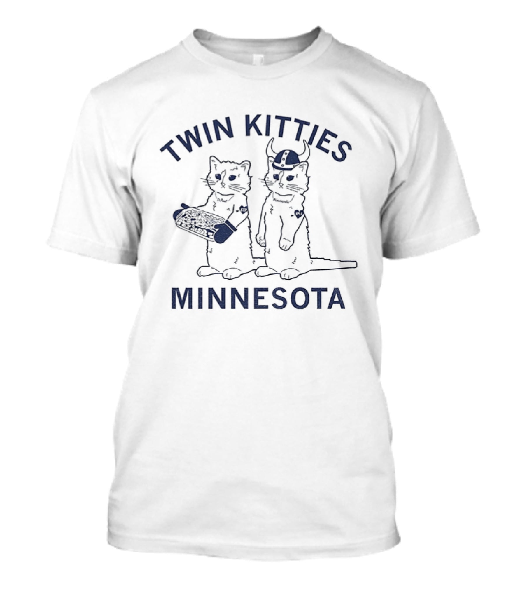 Twin Kitties Minnesota Playful Cat Pair With Baseball Bat T-Shirt