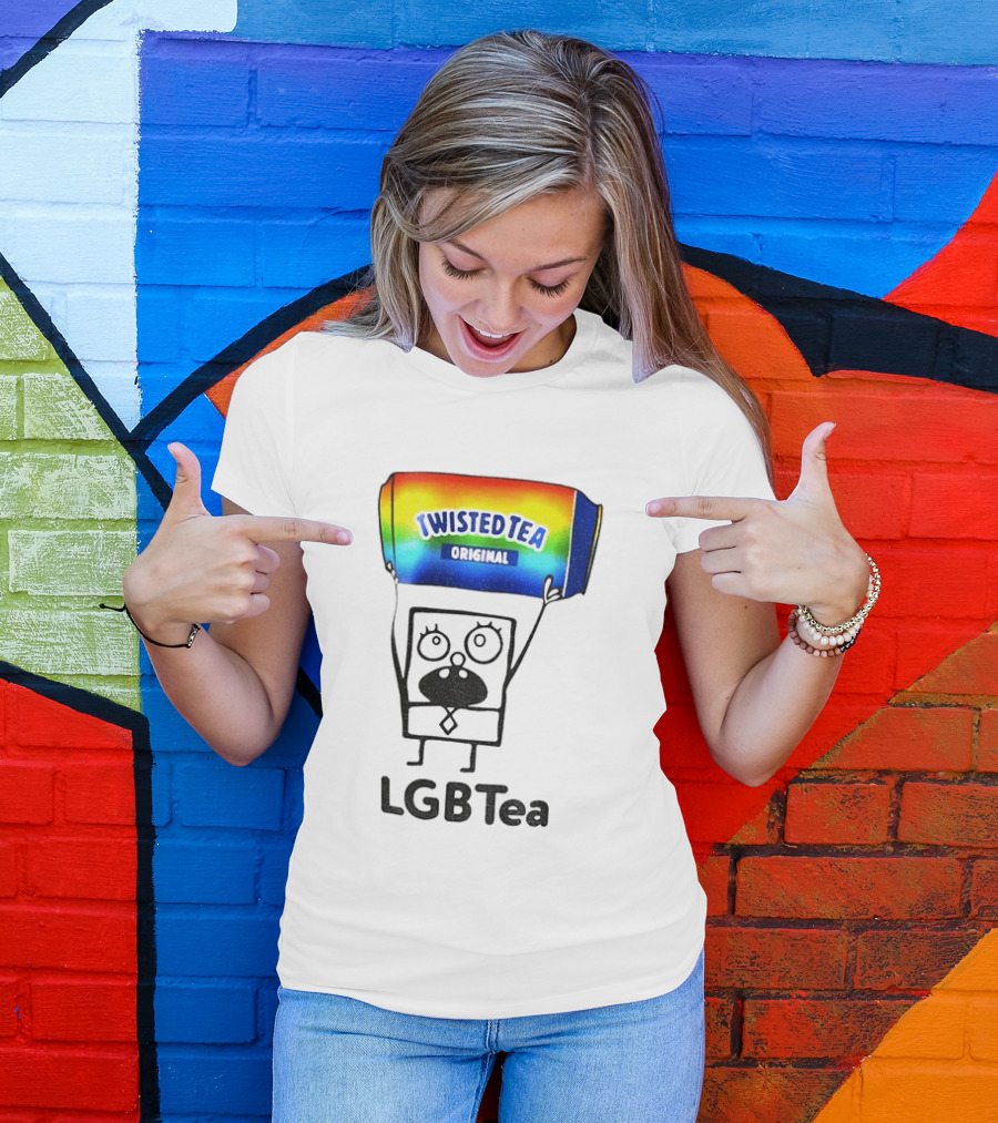 Doodlebob Holding Rainbow Twisted Tea Original LGBTea Pride LGBTQ+ T-Shirt