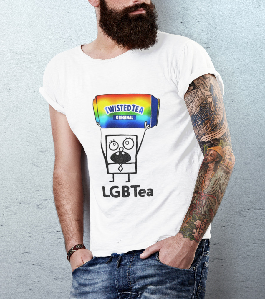 Doodlebob Holding Rainbow Twisted Tea Original LGBTea Pride LGBTQ+ T-Shirt