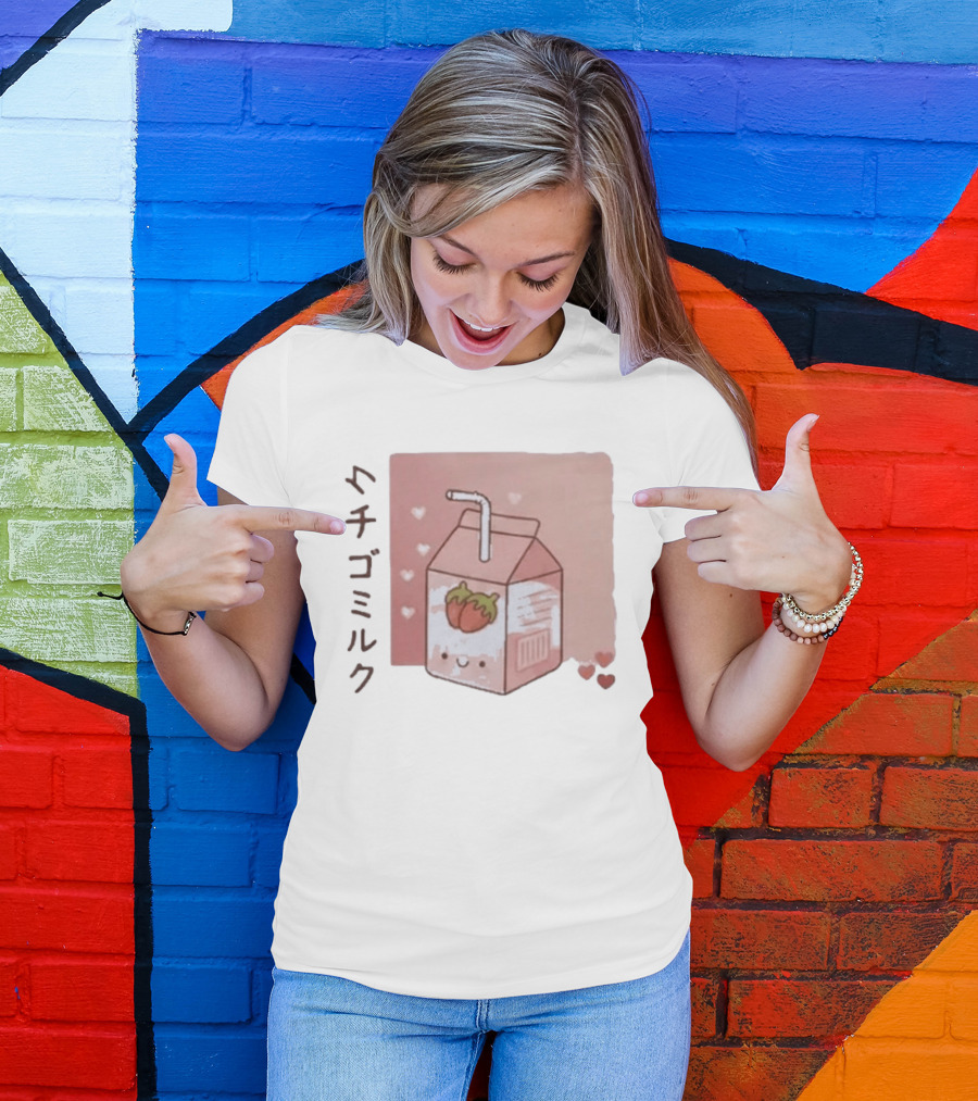 Strawberry Milk Kawaii Cartoon Fight Or Flight Lucas Reyes T-Shirt