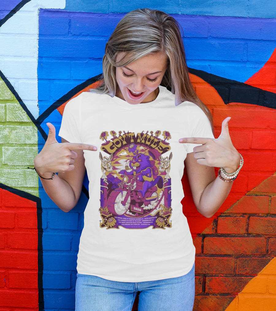 Gov't Mule Summer Tour 2026 Psychedelic Bear Riding Motorcycle Concert Dates And Locations T-Shirt