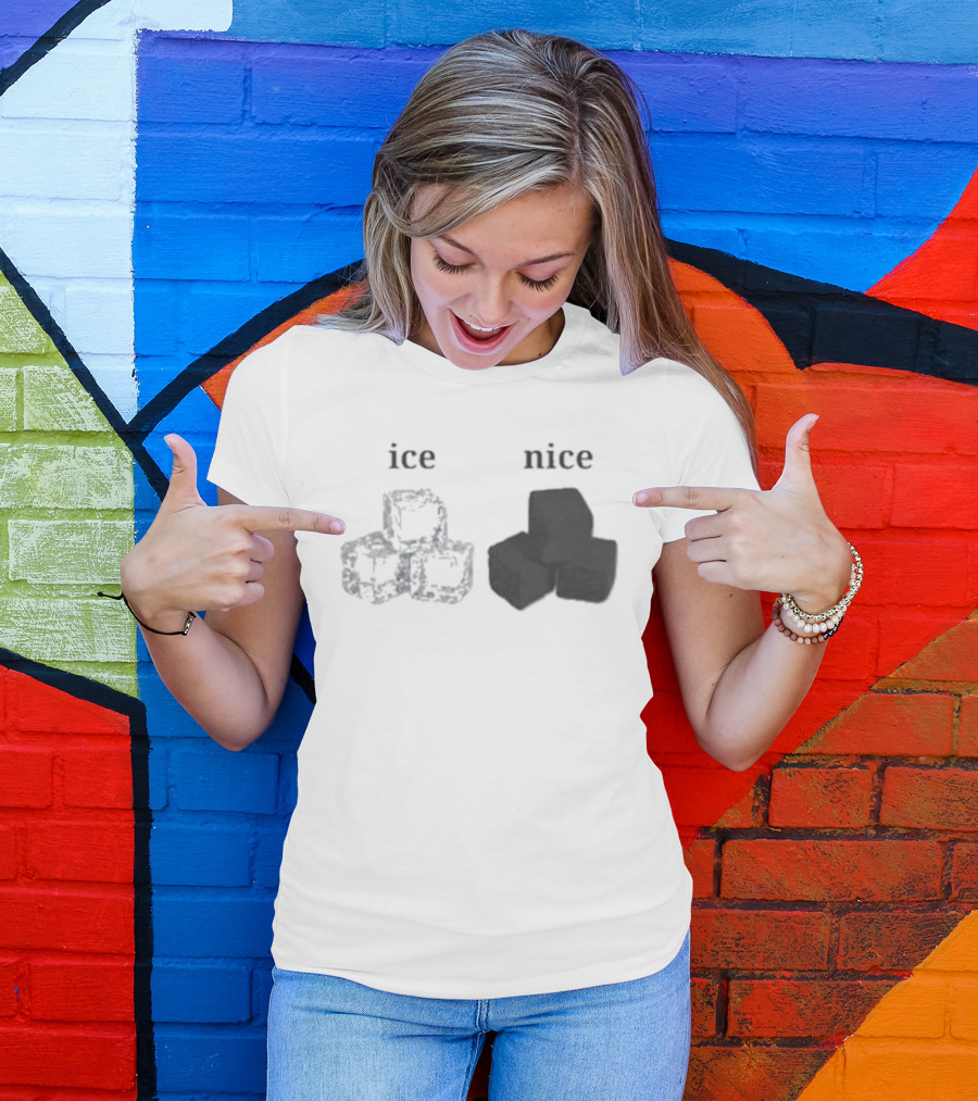 Ice Vs Nice Cubes Playful Word T-Shirt