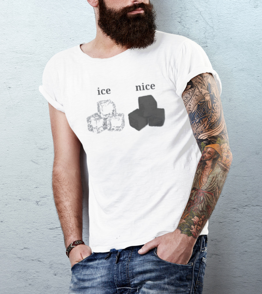 Ice Vs Nice Cubes Playful Word T-Shirt