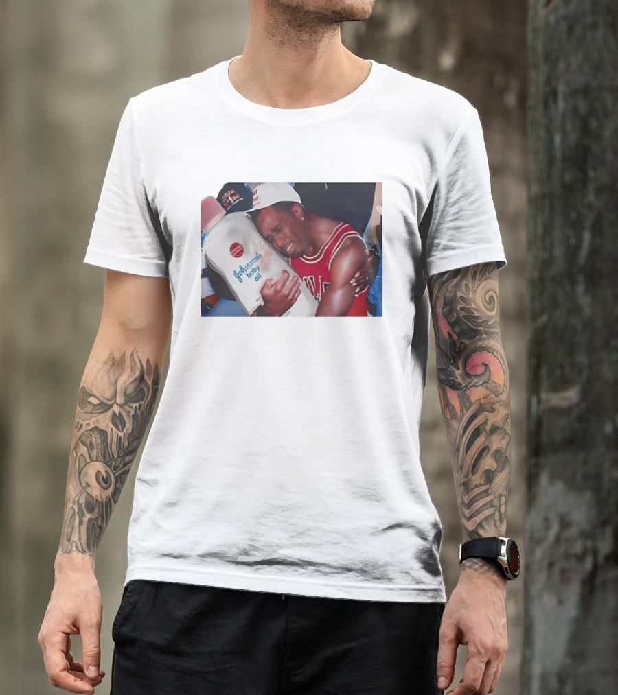 P.Diddy Crying Meme Johnson's Baby Oil Bulls Jersey T-Shirt