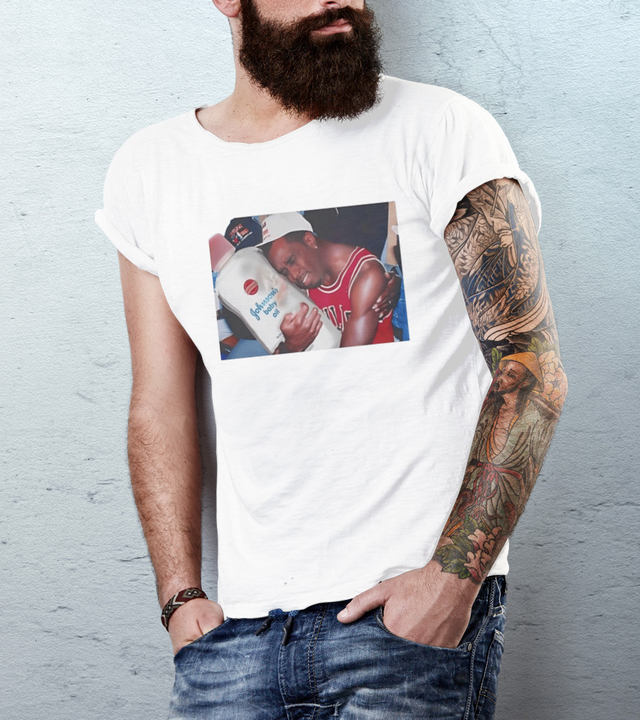 P.Diddy Crying Meme Johnson's Baby Oil Bulls Jersey T-Shirt