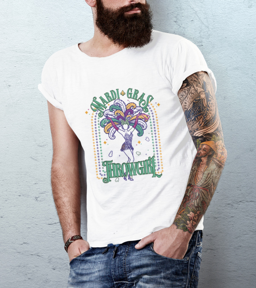 Mardi Gras Throw Girl Feather Dance Costume Celebration T-Shirt