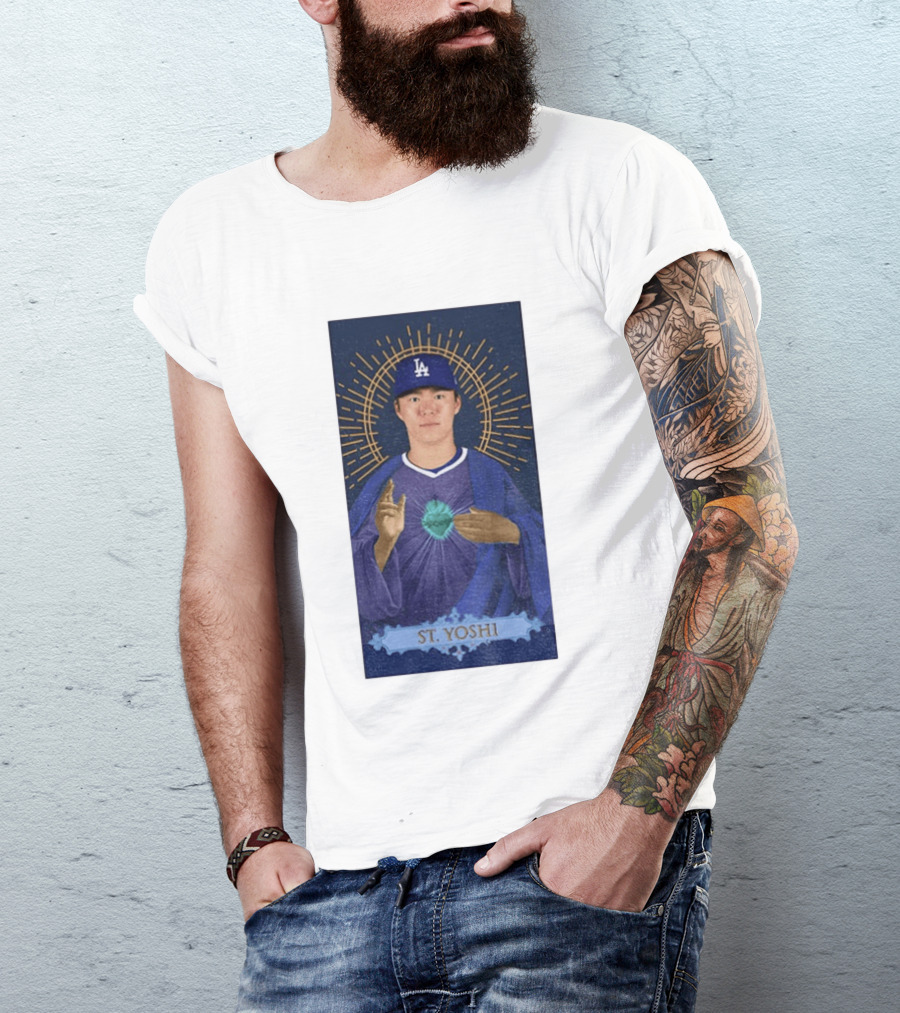 Yoshinobu Yamamoto Dodgers St. Yoshi Halo Icon MLB T-Shirt