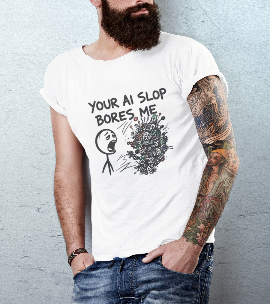 Your AI Slop Bores Me Stick Figure Expression With Colorful Scribbles T-Shirt