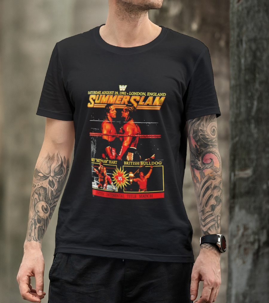 WWF SummerSlam 1992 Bret Hart Vs British Bulldog London England T-Shirt