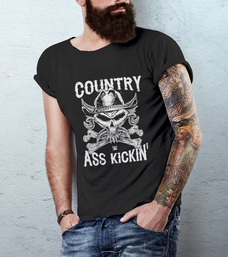 WWE Brock Lesnar Country Ass Kickin Cowboy Skull And Crossbones T-Shirt