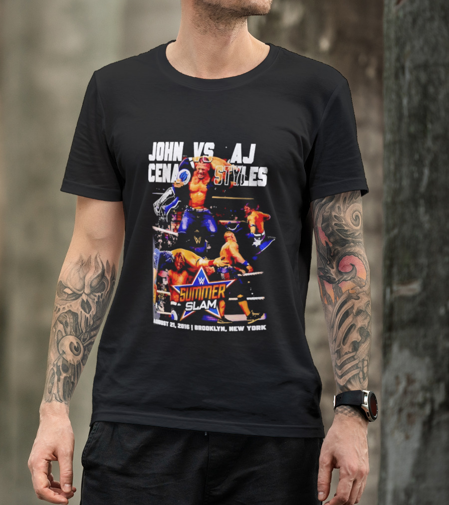 John Cena Vs AJ Styles WWE SummerSlam 2016 Barclays Center August 21 Brooklyn New York T-Shirt