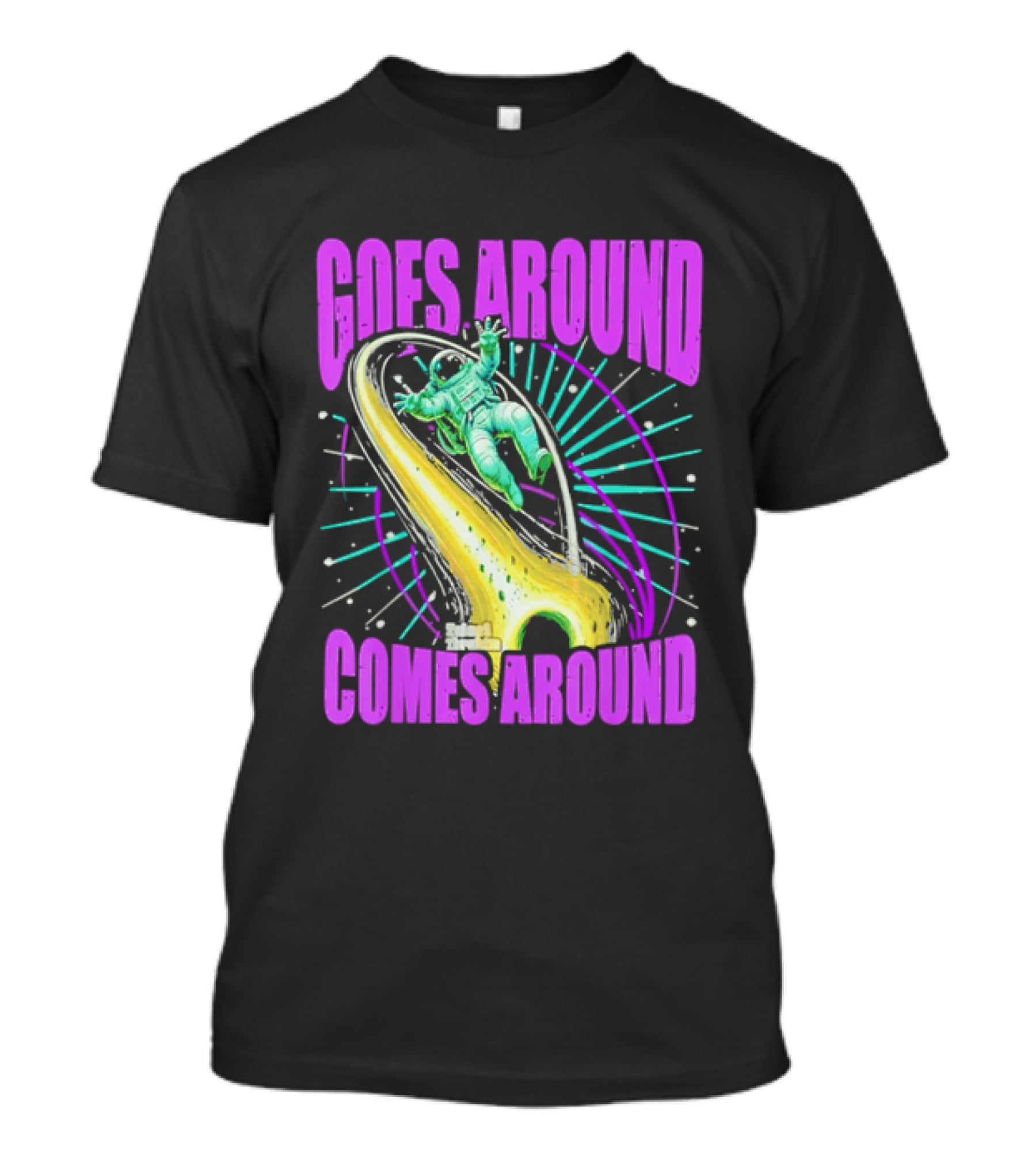 Goes Around Comes Around Astronaut Floating Space Retro Aesthetic T-Shirt