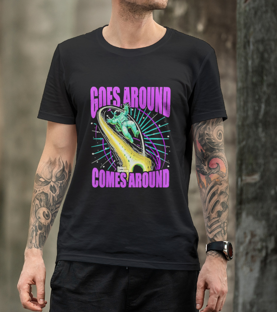 Goes Around Comes Around Astronaut Floating Space Retro Aesthetic T-Shirt
