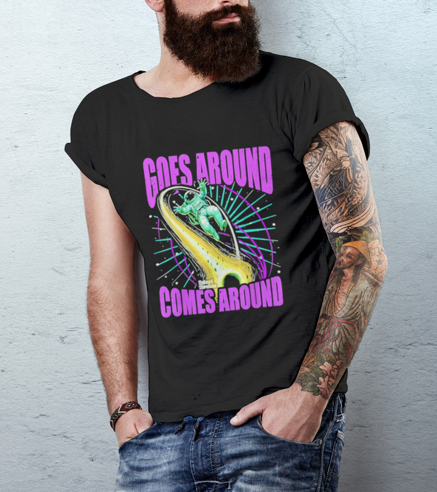 Goes Around Comes Around Astronaut Floating Space Retro Aesthetic T-Shirt