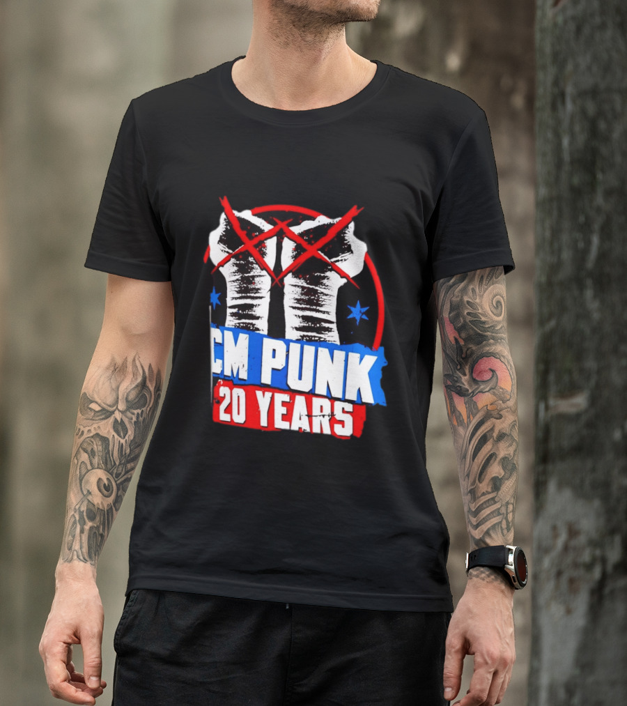 CM Punk 20 Years WWE Fists T-Shirt
