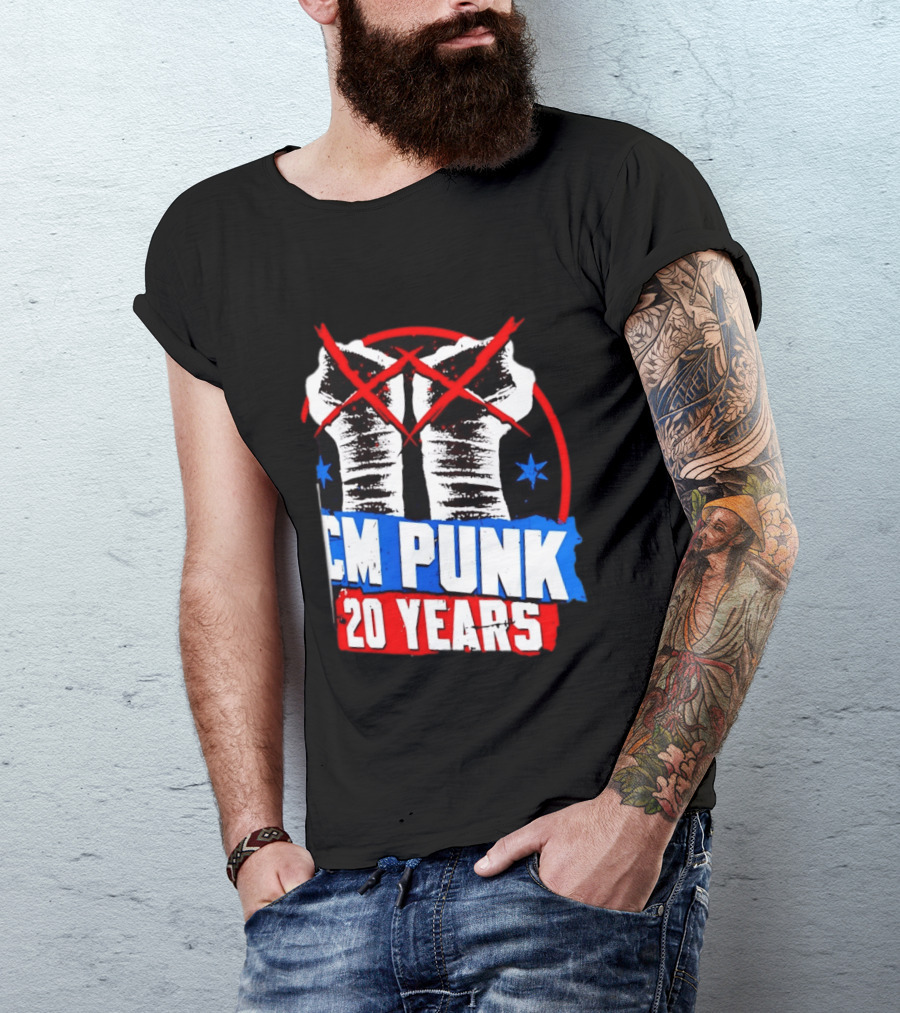 CM Punk 20 Years WWE Fists T-Shirt