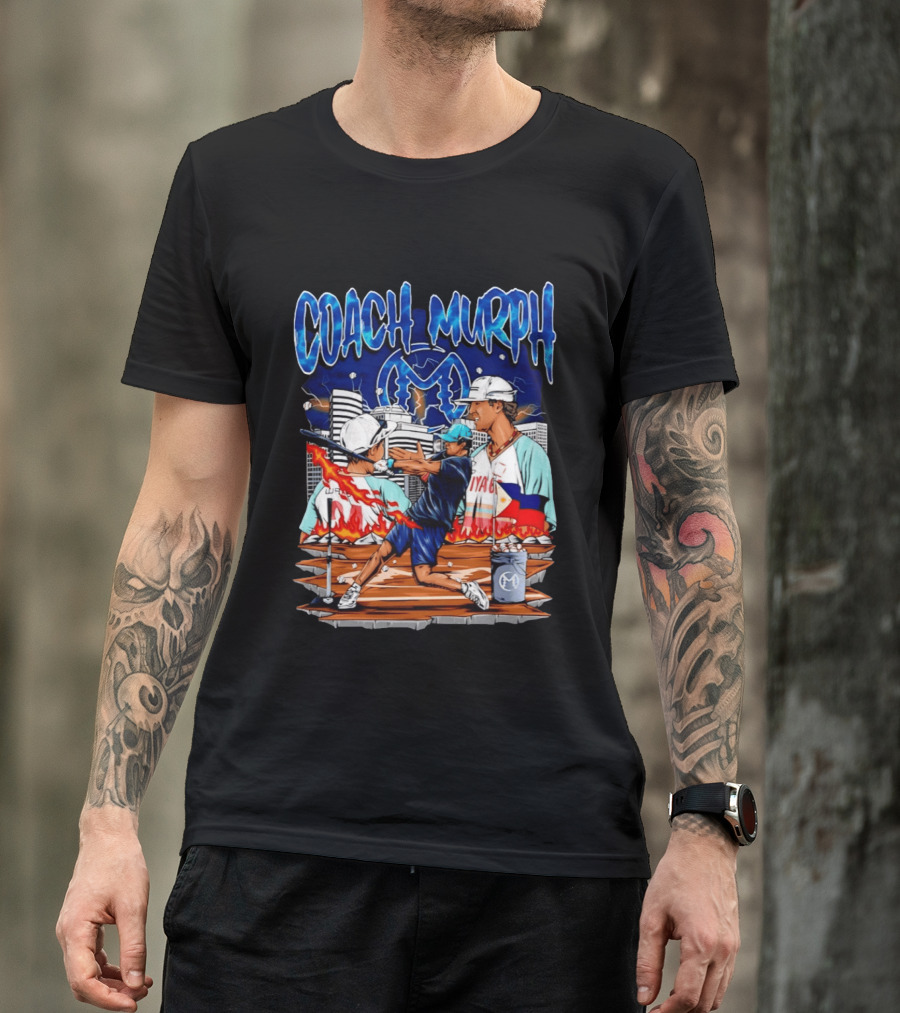 Coach Murph Baseball Training Batting Practice Urban City Flames Philippine Flag T-Shirt