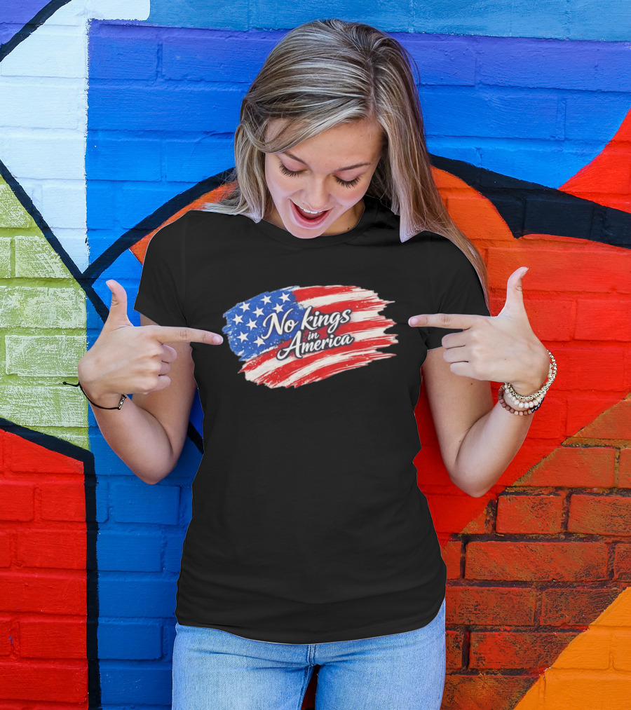 No Kings In America Patriotic Stars And Stripes T-Shirt