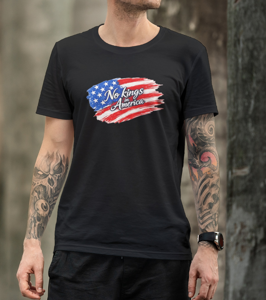 No Kings In America Patriotic Stars And Stripes T-Shirt