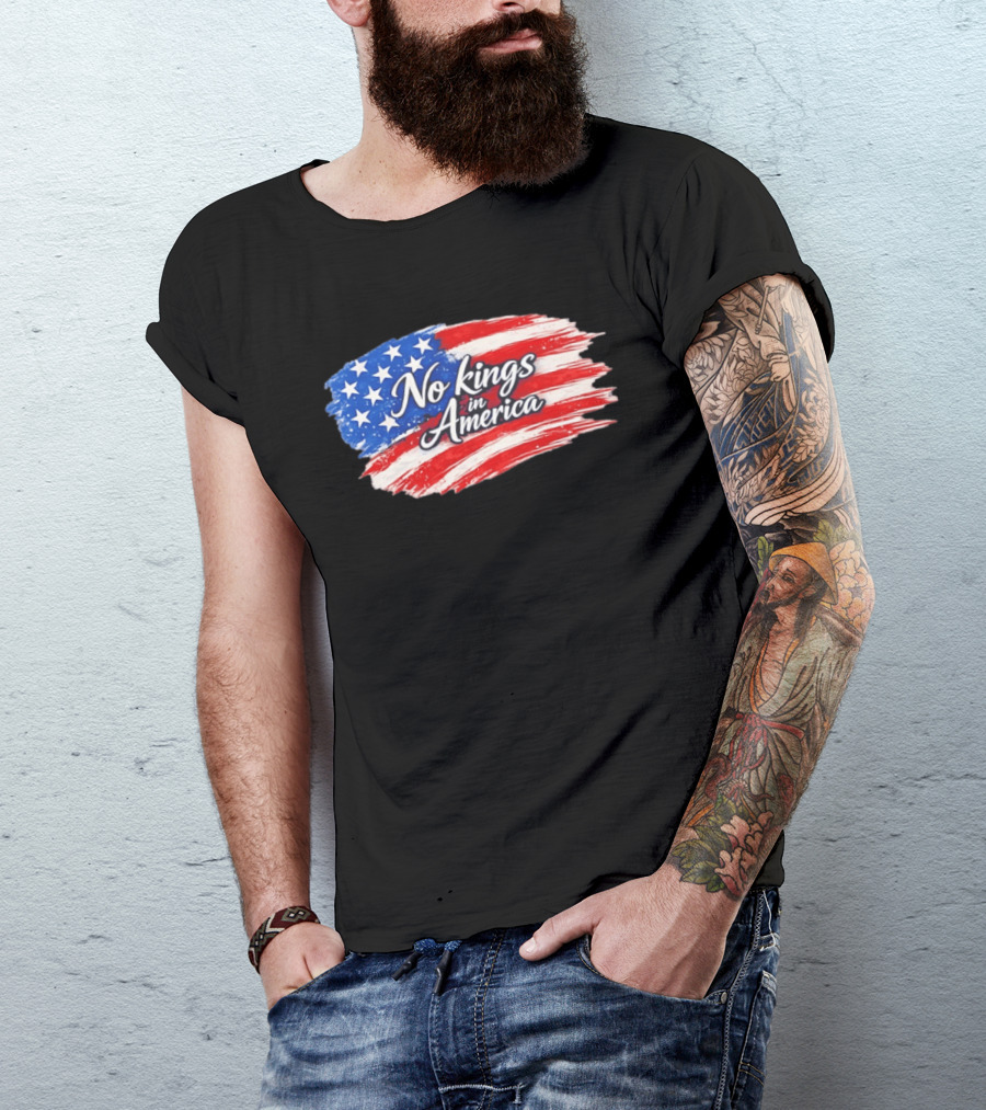 No Kings In America Patriotic Stars And Stripes T-Shirt