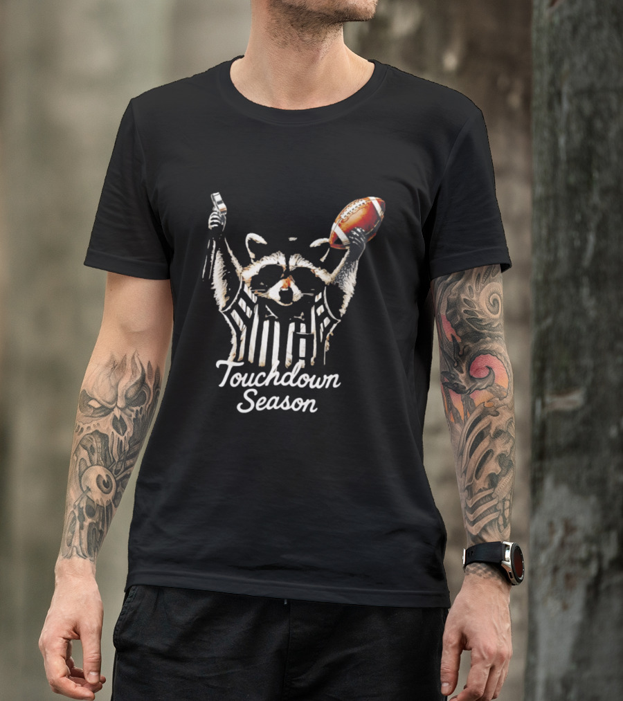 Raccoon Referee Touchdown Season Football Humor T-Shirt