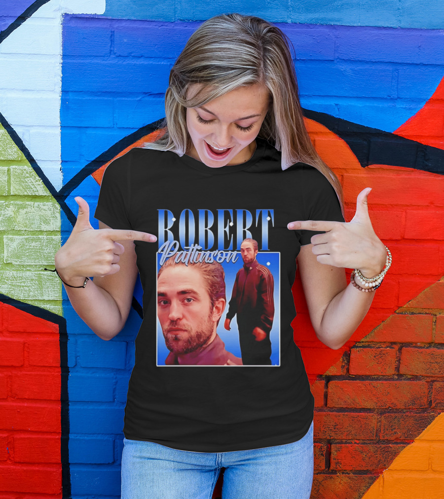 Robert Pattinson Standing Meme Blue Adidas Tracksuit T-Shirt