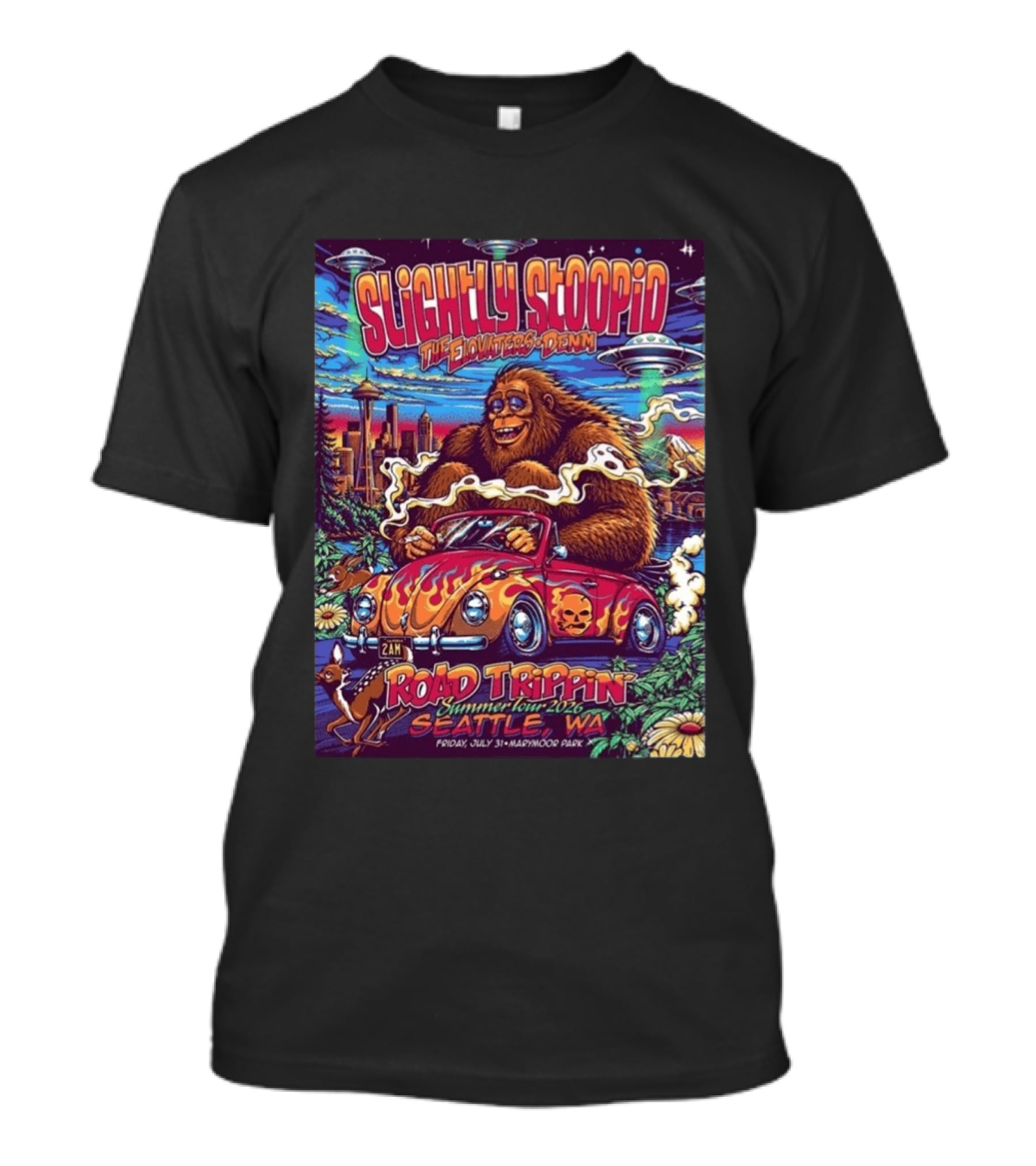 Slightly Stoopid Road Trippin Summer Tour 2026 Seattle WA July 31 Marymoor Park T-Shirt